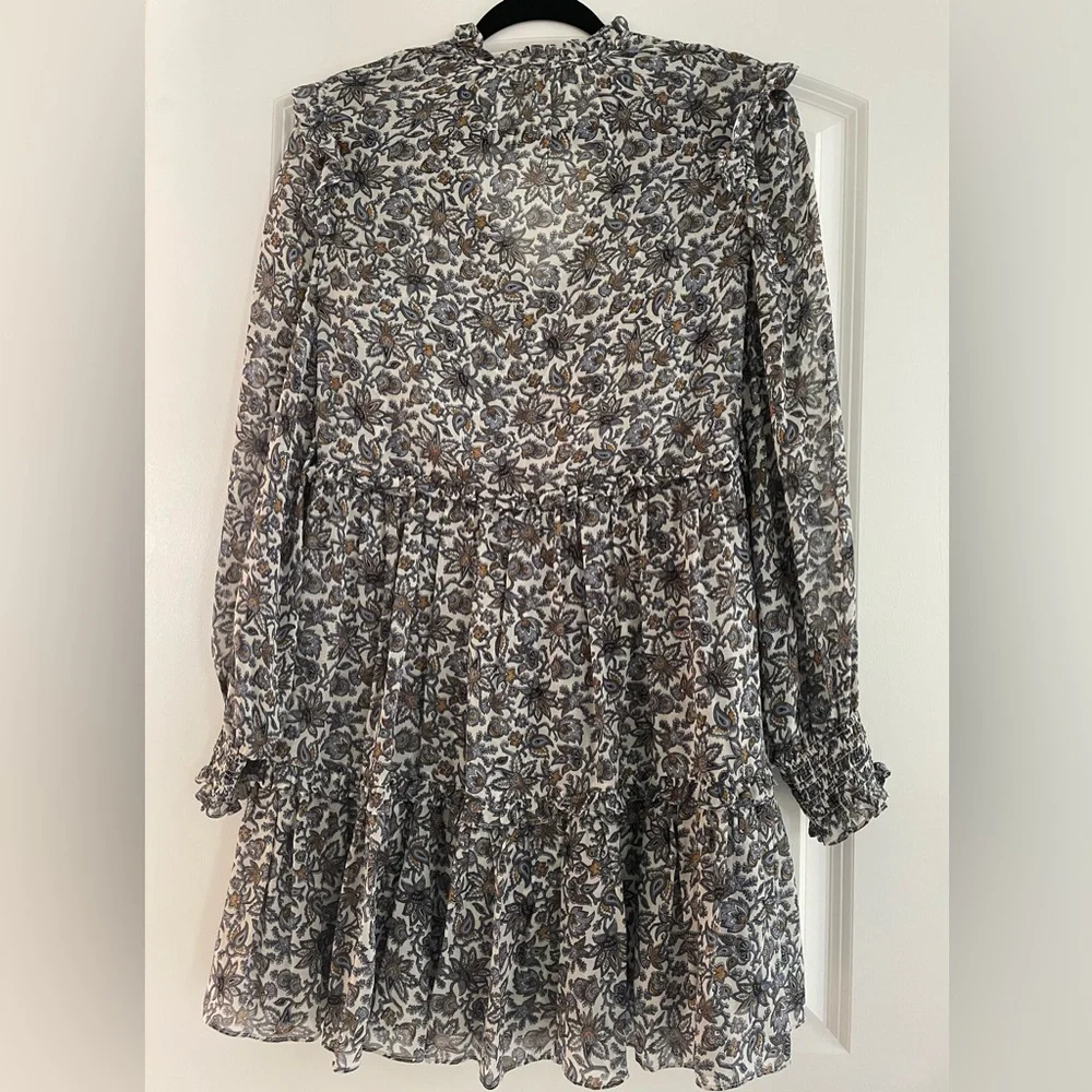 VERONICA BEARD Savile ruffled printed silk crepe de chine Mini Dress - Picture 4 of 5